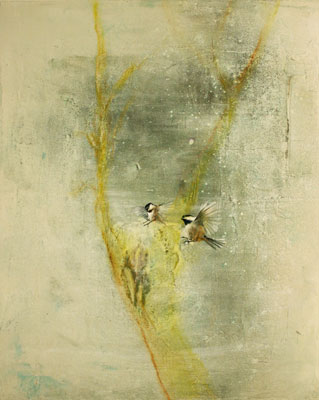 Window Images: 2 Chickadees in Gray