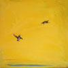 Two Mallards with Yellow and Blue
