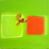 Cardinal in Green and Red Shapes