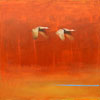 A Pair of Sandhill Cranes in Red