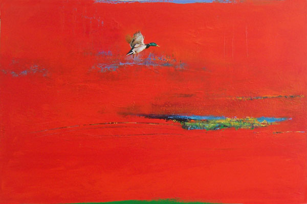Mallard in Red, Violet, Green and Yellow